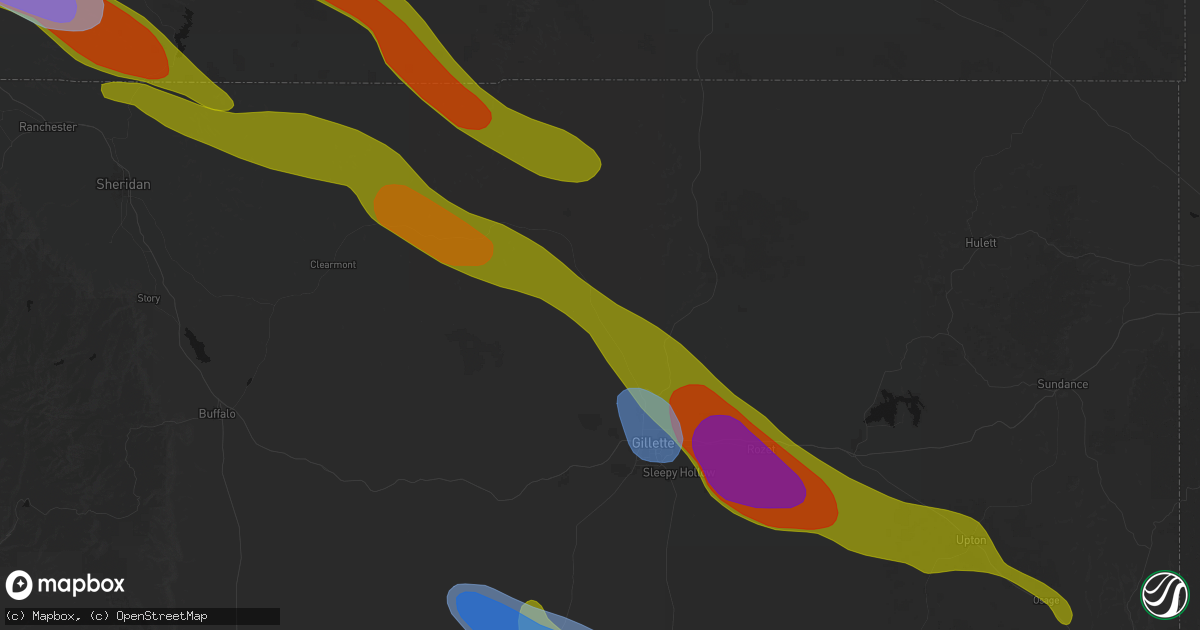 Hail map in Gillette, WY on June 22, 2026