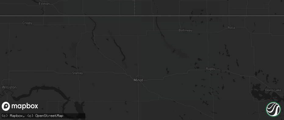 Hail map in Glenburn, ND on June 22, 2026