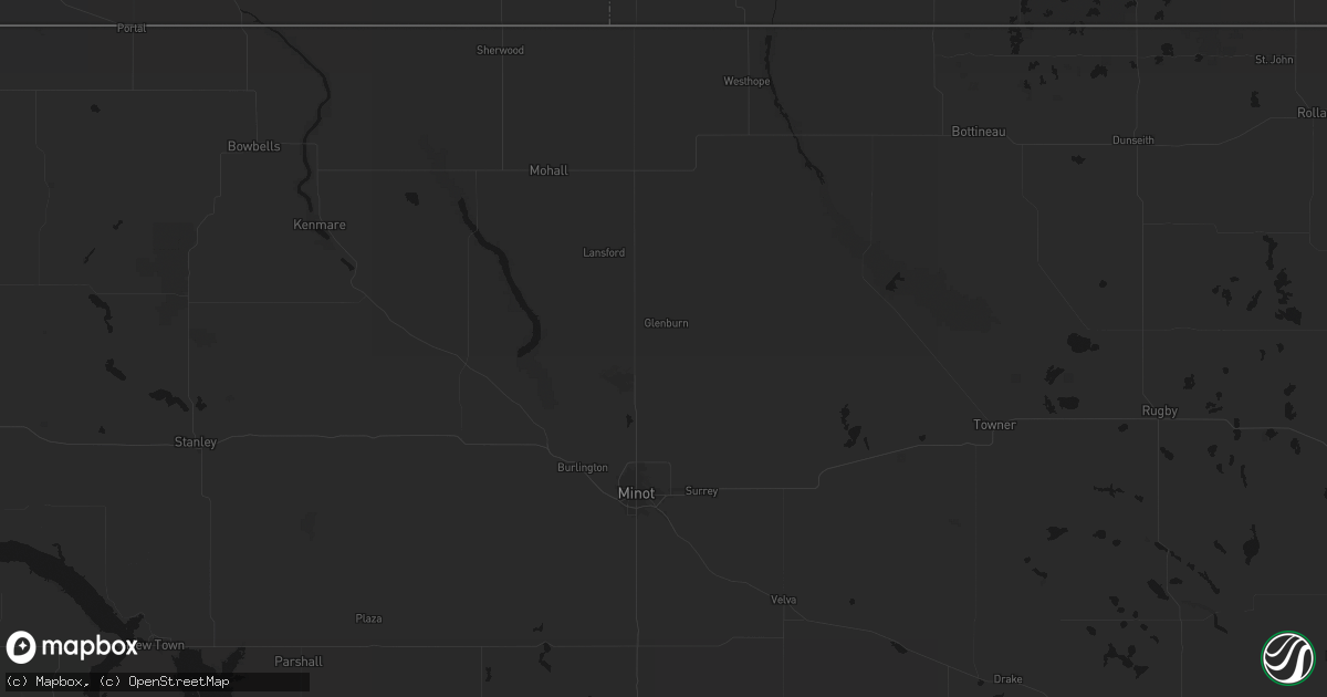 Hail map in Glenburn, ND on June 22, 2026