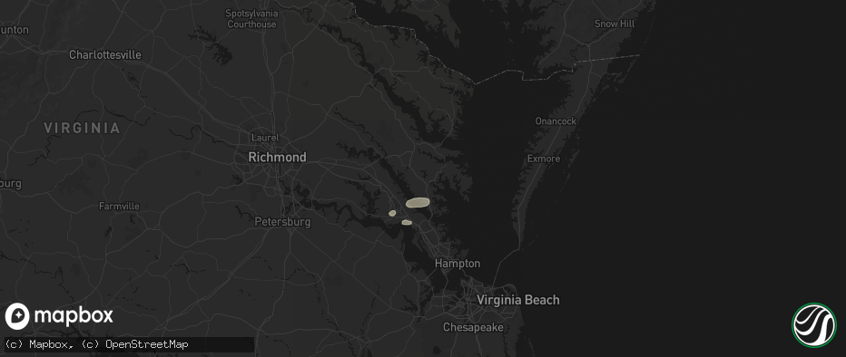 Hail map in Gloucester, VA on June 22, 2026