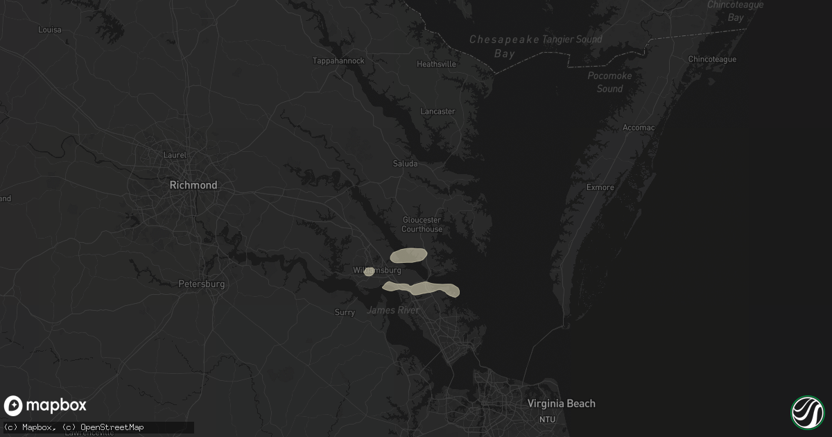 Hail map in Gloucester, VA on June 22, 2026