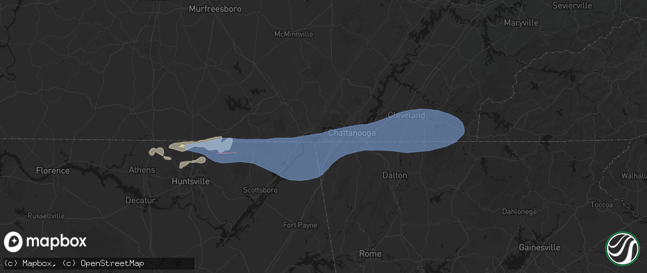 Hail map in Guild, TN on June 22, 2026