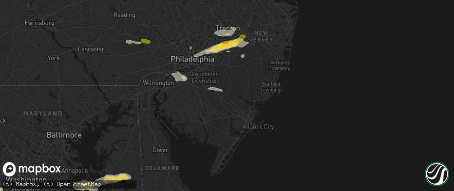 Hail map in Hammonton, NJ on June 22, 2026