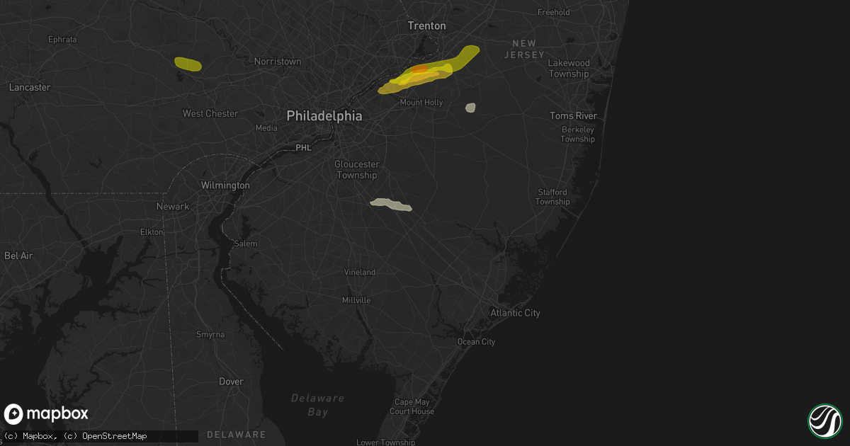 Hail map in Hammonton, NJ on June 22, 2026