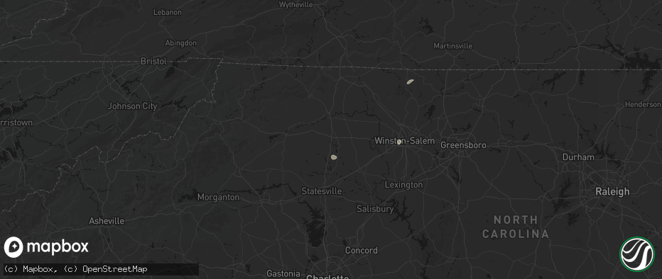 Hail map in Hamptonville, NC on June 22, 2026