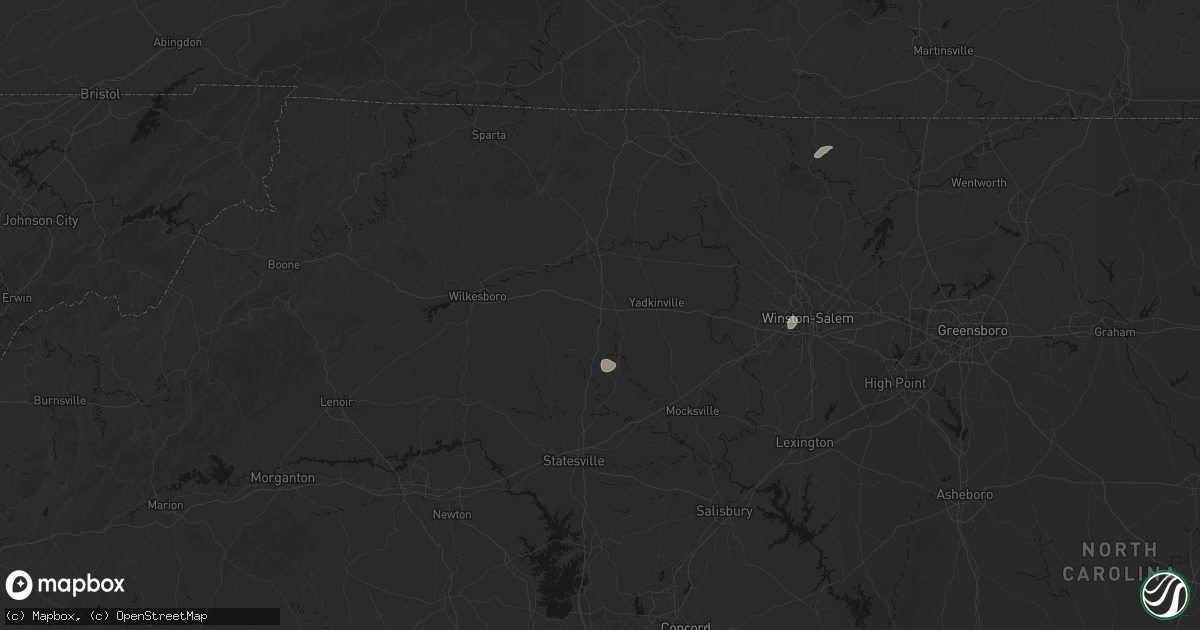 Hail map in Hamptonville, NC on June 22, 2026
