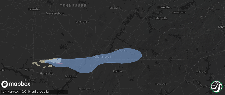 Hail map in Harrison, TN on June 22, 2026