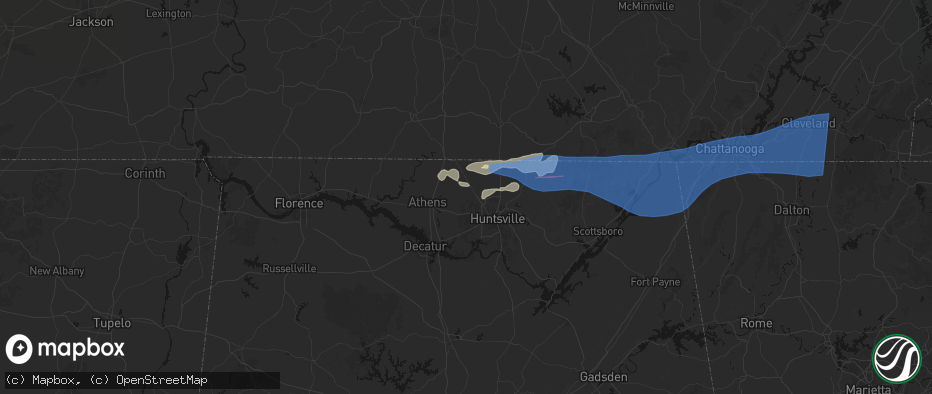 Hail map in Harvest, AL on June 22, 2026