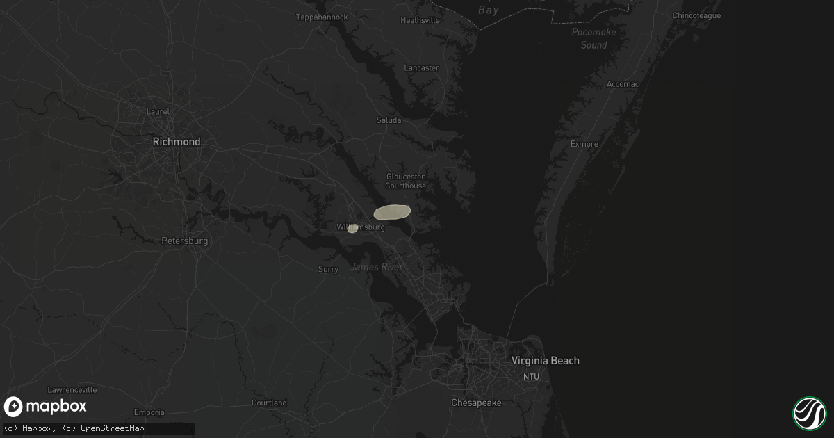 Hail map in Hayes, VA on June 22, 2026
