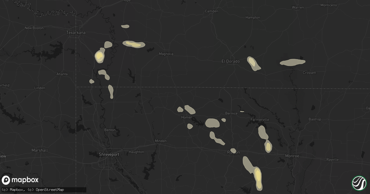 Hail map in Haynesville, LA on June 22, 2026