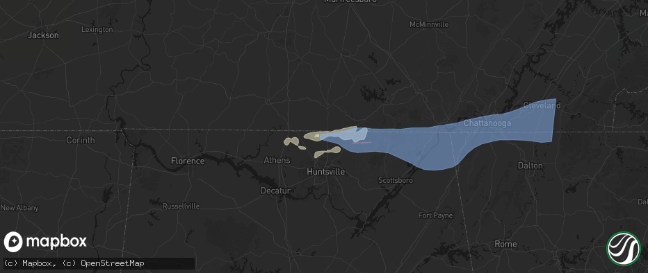 Hail map in Hazel Green, AL on June 22, 2026