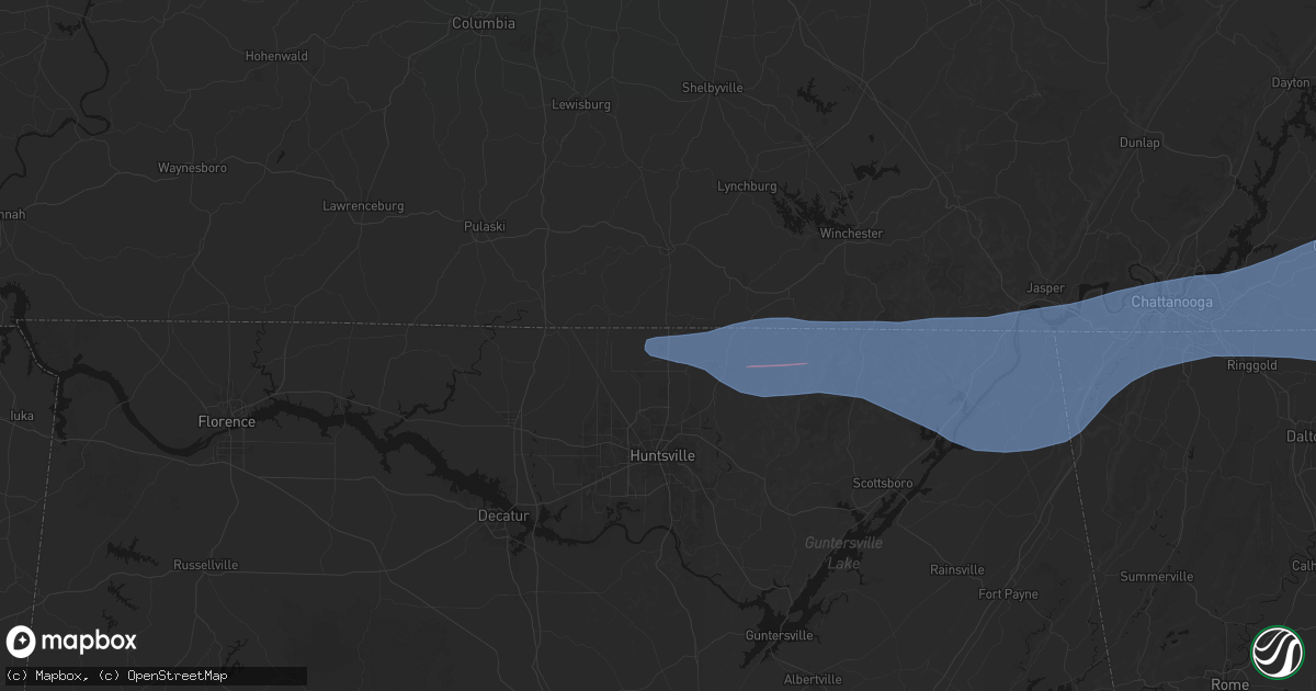 Hail map in Hazel Green, AL on June 22, 2026