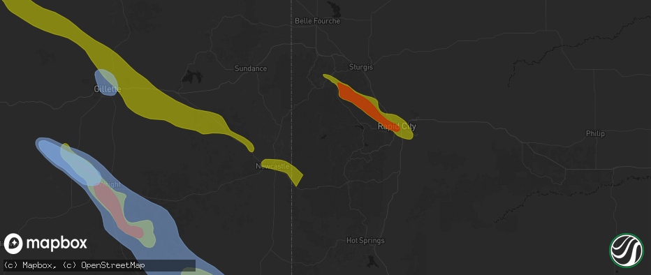 Hail map in Hill City, SD on June 22, 2026