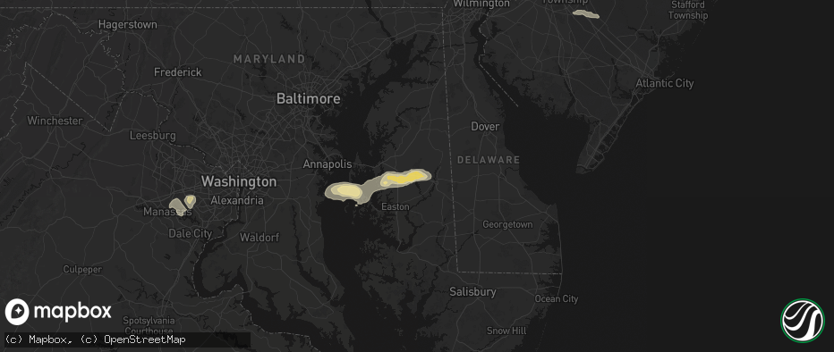 Hail map in Hillsboro, MD on June 22, 2026