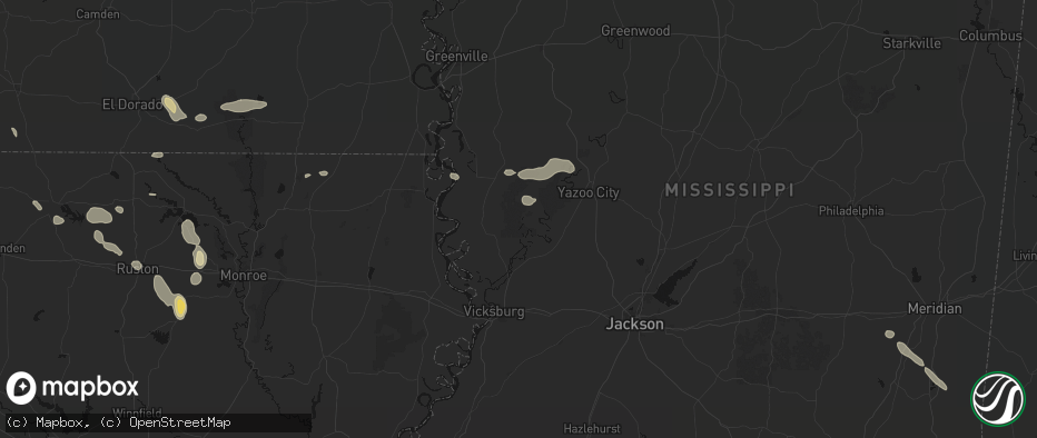 Hail map in Holly Bluff, MS on June 22, 2026