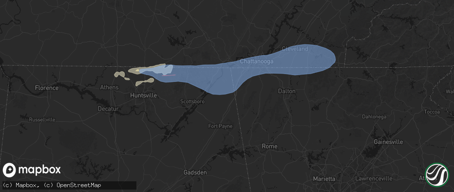 Hail map in Ider, AL on June 22, 2026