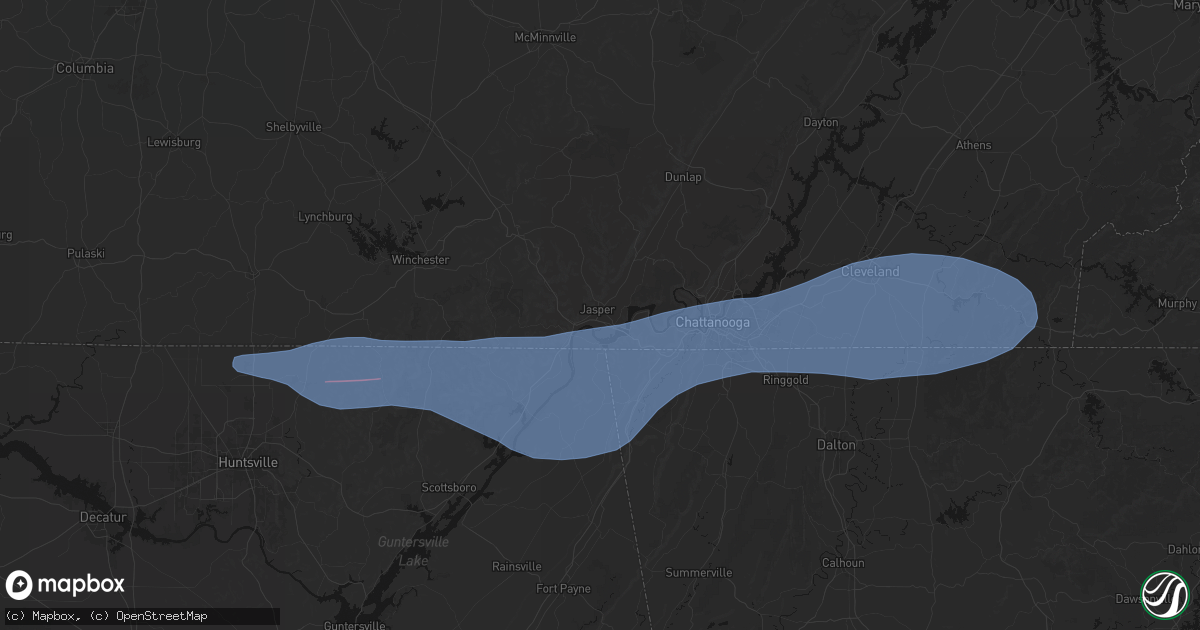Hail map in Jasper, TN on June 22, 2026