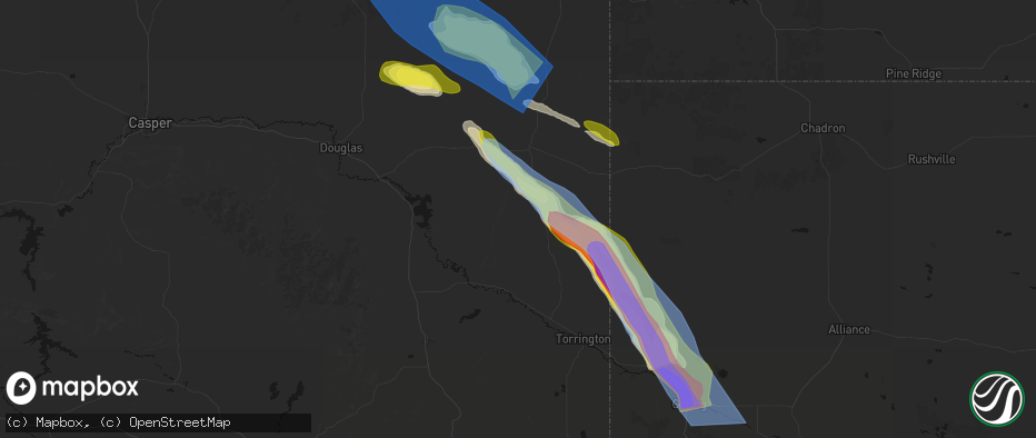 Hail map in Jay Em, WY on June 22, 2026