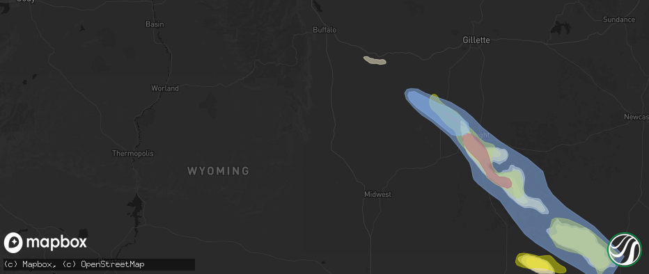 Hail map in Kaycee, WY on June 22, 2026