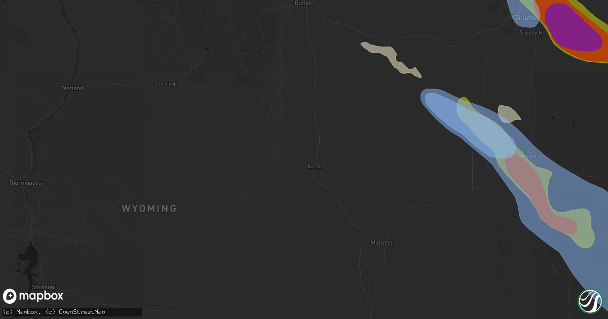 Hail map in Kaycee, WY on June 22, 2026