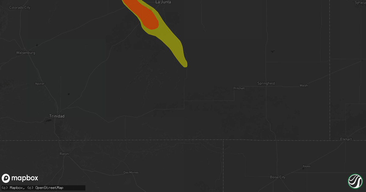 Hail map in Kim, CO on June 22, 2026