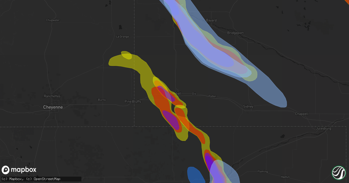 Hail map in Kimball, NE on June 22, 2026