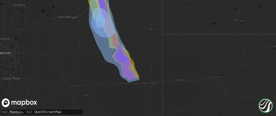 Hail map in Kirk, CO on June 22, 2026