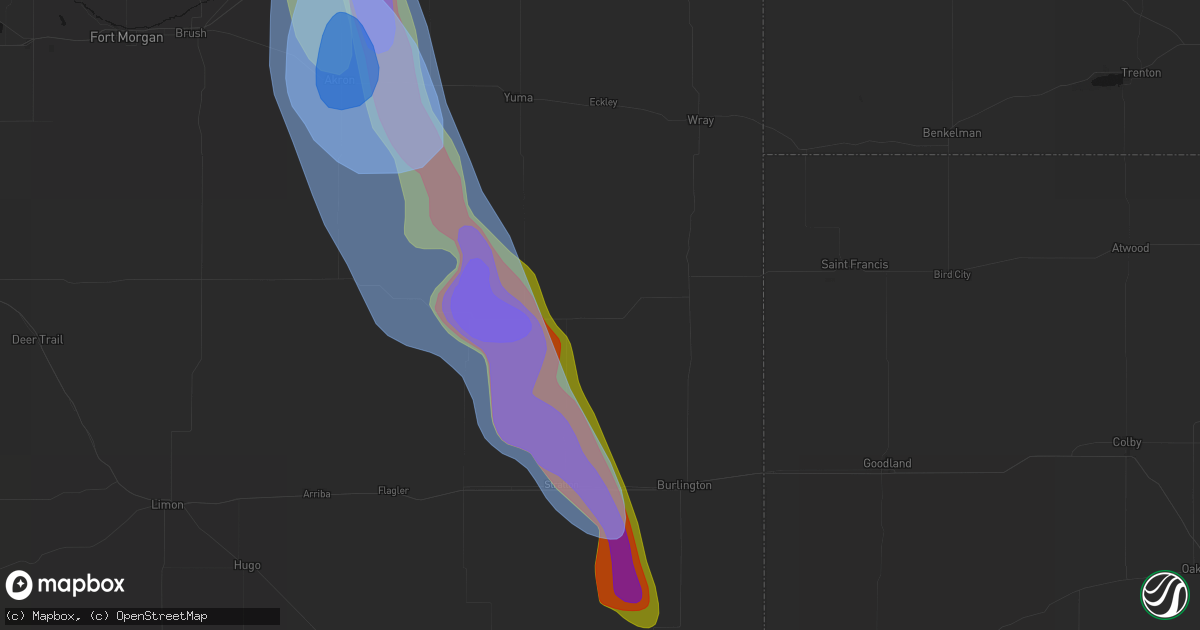 Hail map in Kirk, CO on June 22, 2026