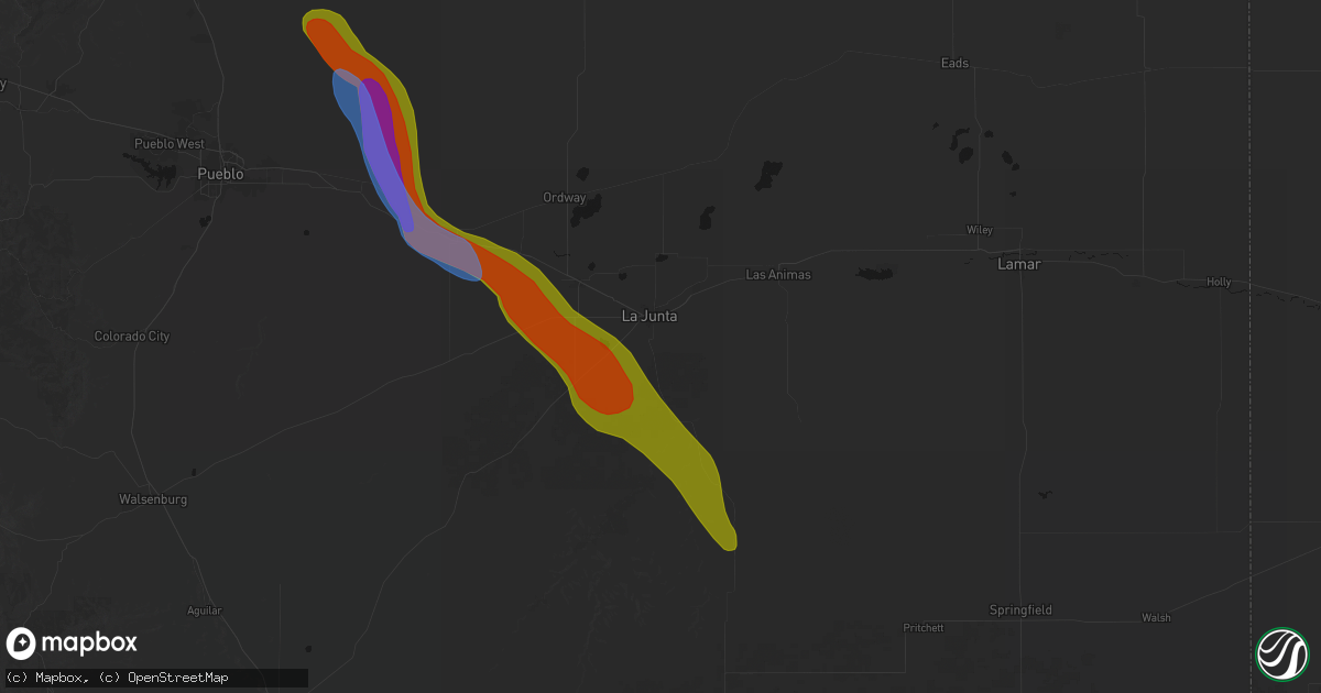 Hail map in La Junta, CO on June 22, 2026