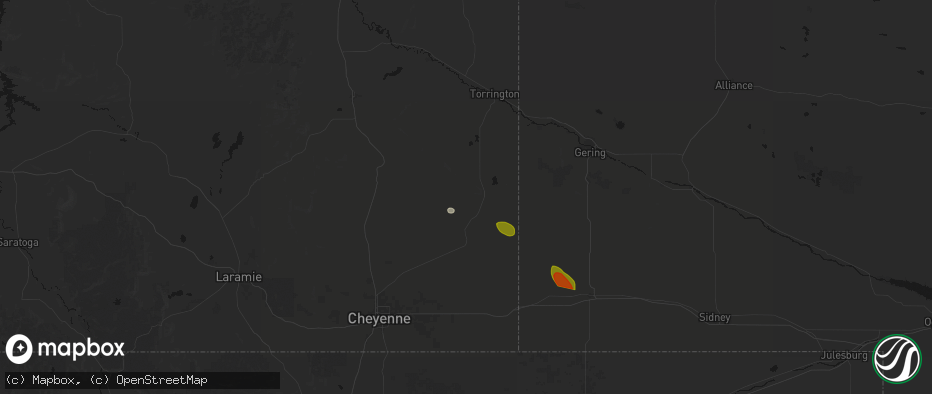 Hail map in Lagrange, WY on June 22, 2026