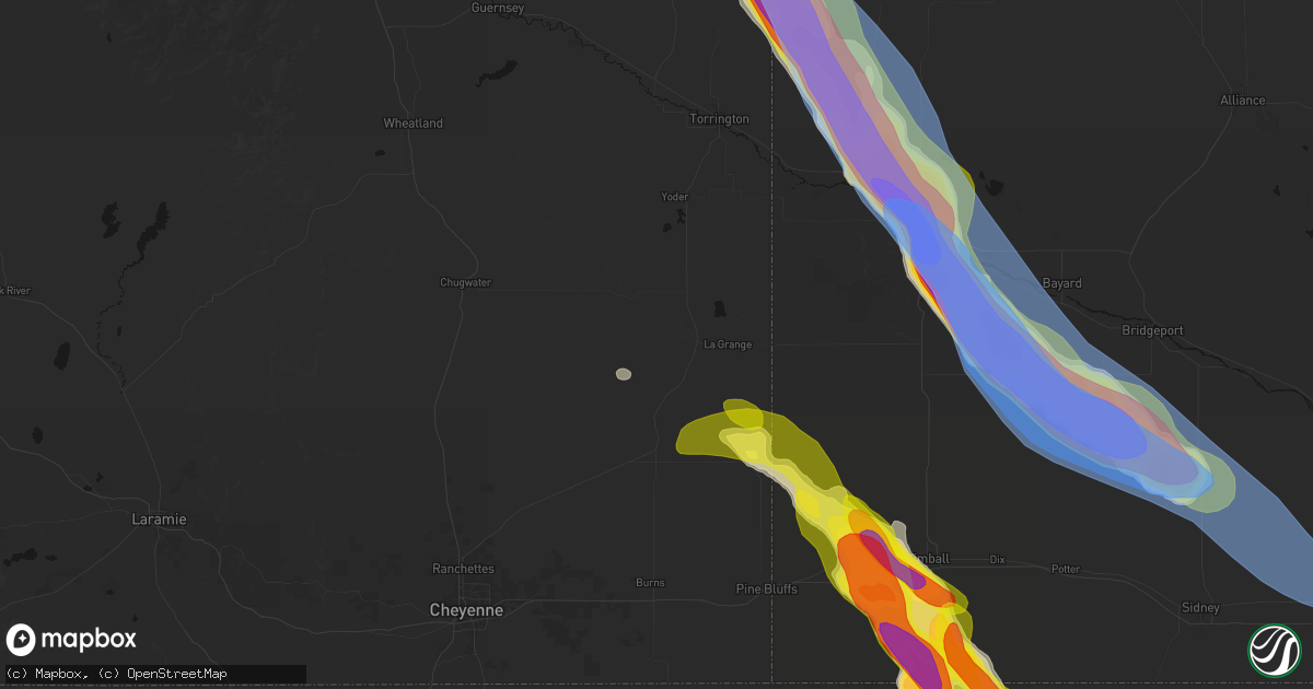 Hail map in Lagrange, WY on June 22, 2026
