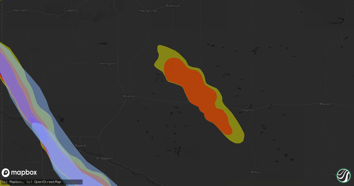 Hail map in Lakeside, NE on June 22, 2026