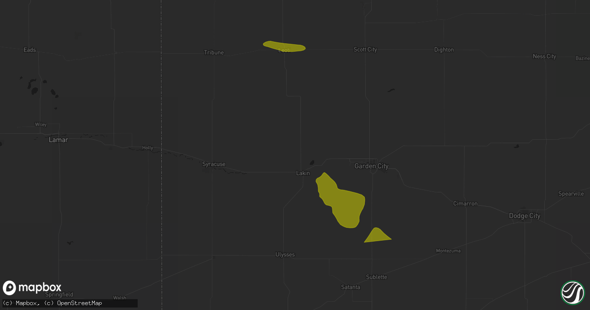 Hail map in Lakin, KS on June 22, 2026