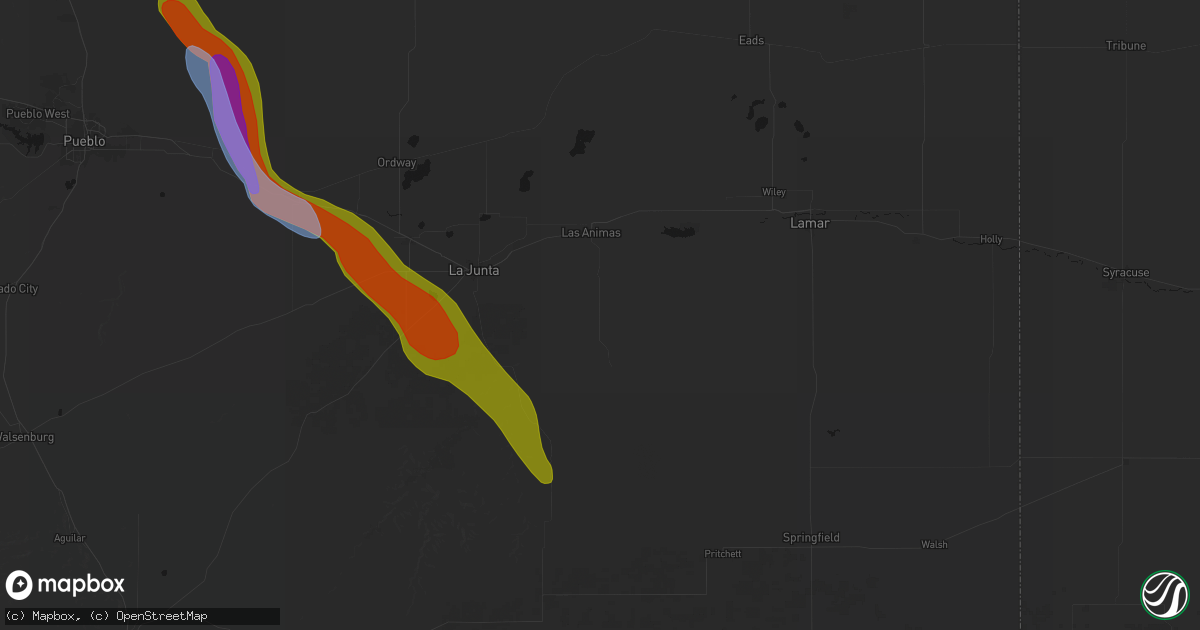 Hail map in Las Animas, CO on June 22, 2026