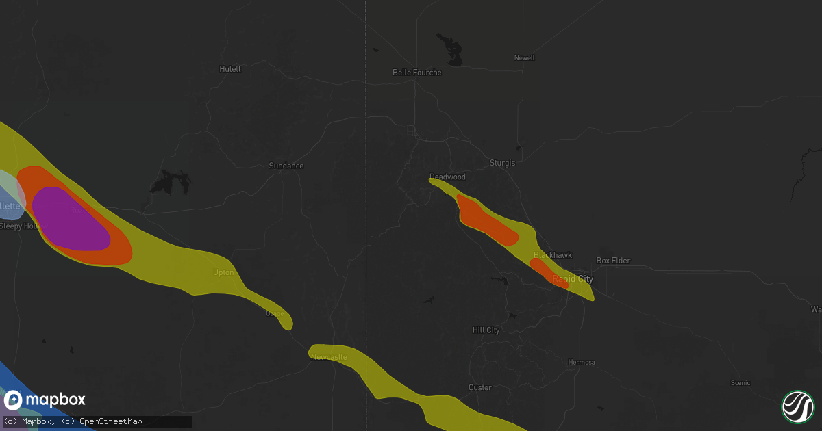 Hail map in Lead, SD on June 22, 2026