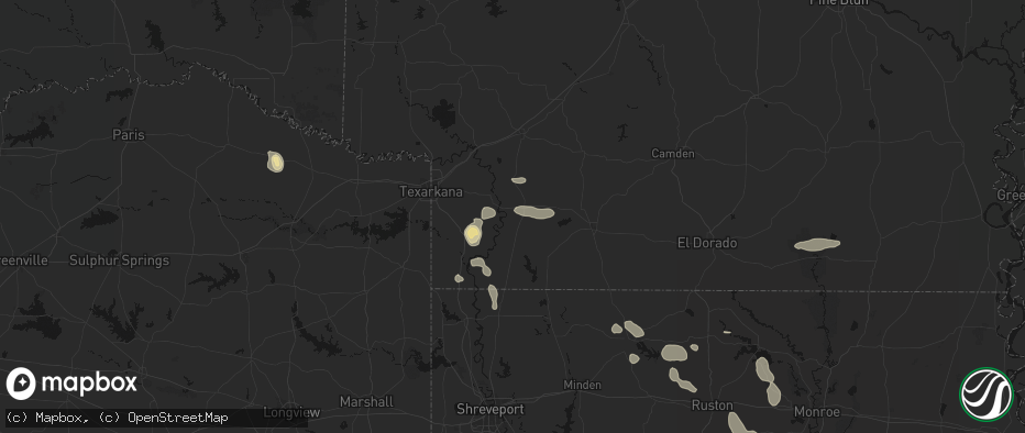 Hail map in Lewisville, AR on June 22, 2026