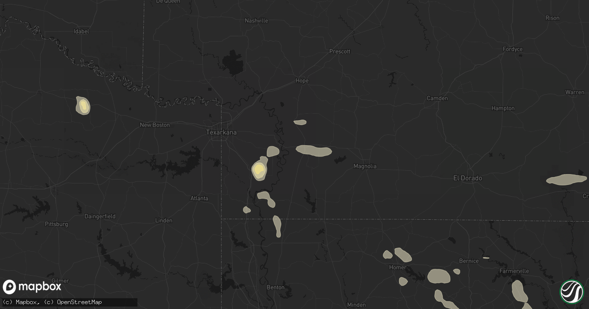 Hail map in Lewisville, AR on June 22, 2026