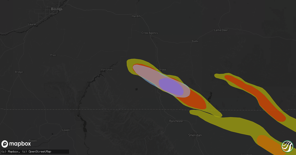 Hail map in Lodge Grass, MT on June 22, 2026