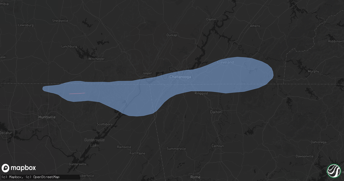 Hail map in Lookout Mountain, GA on June 22, 2026