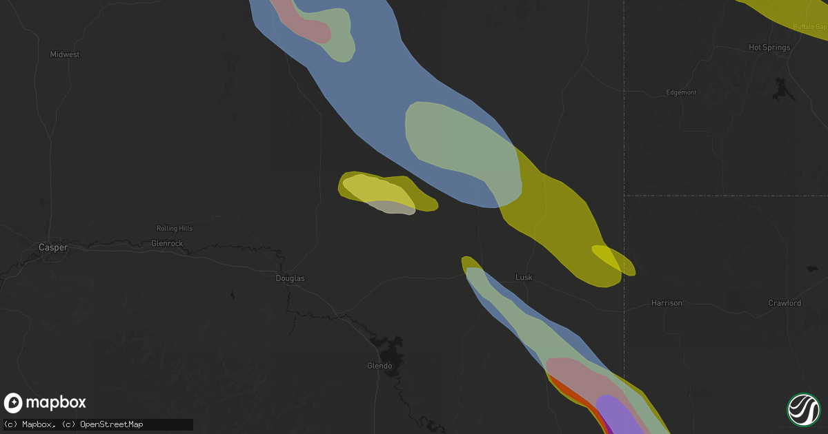 Hail map in Lost Springs, WY on June 22, 2026