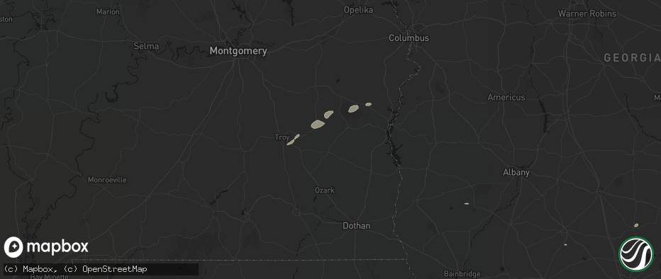Hail map in Louisville, AL on June 22, 2026