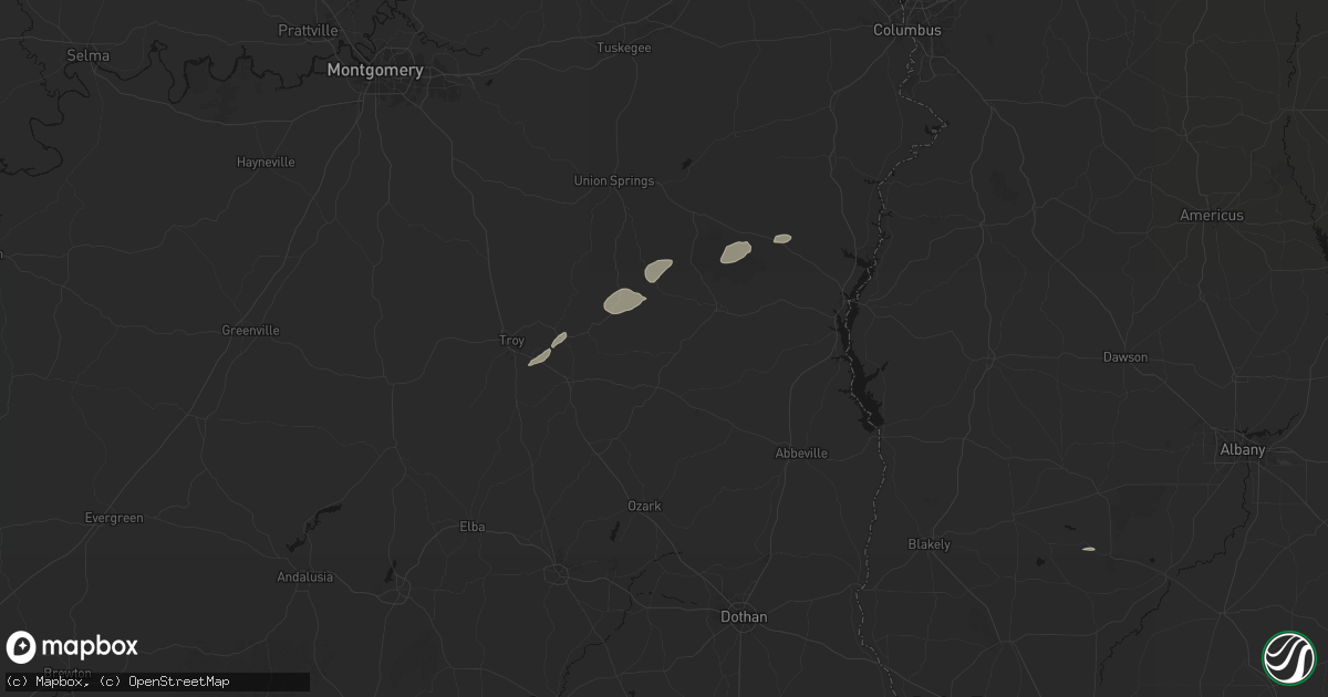 Hail map in Louisville, AL on June 22, 2026