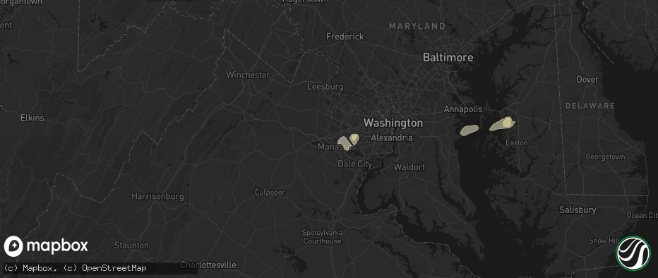 Hail map in Manassas, VA on June 22, 2026