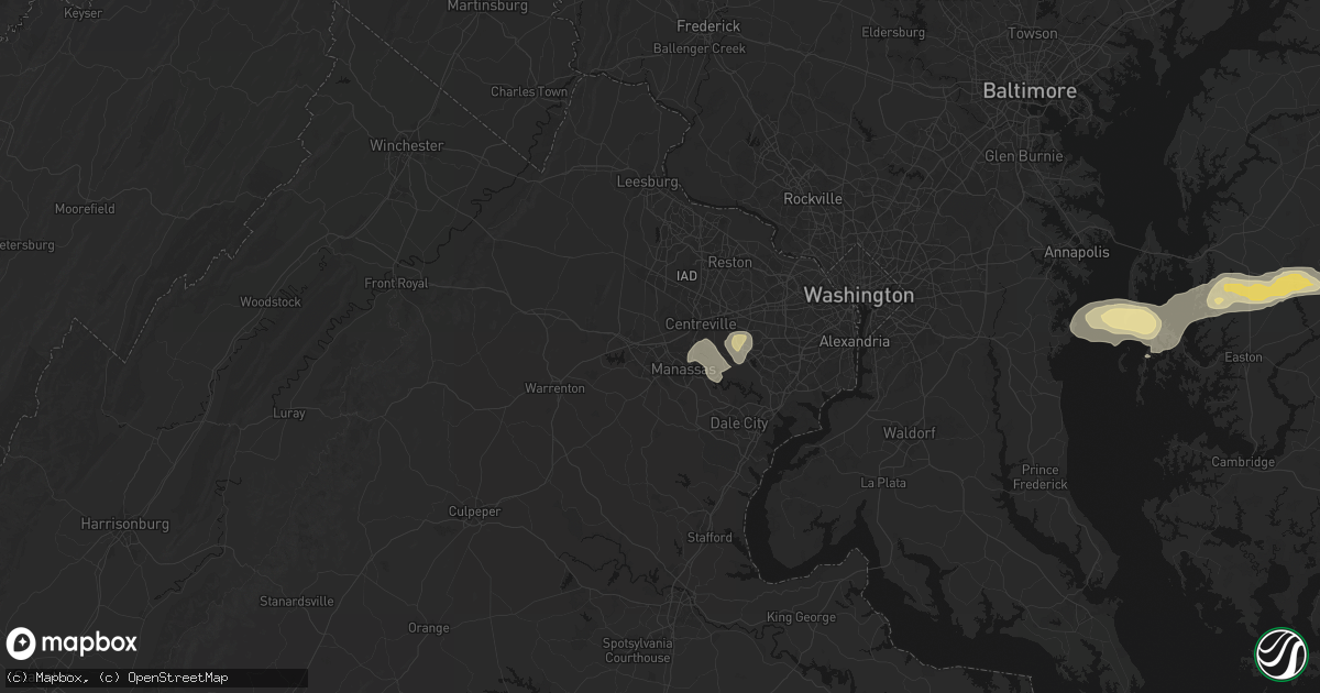 Hail map in Manassas, VA on June 22, 2026