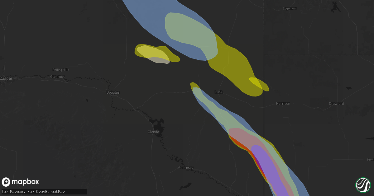 Hail map in Manville, WY on June 22, 2026
