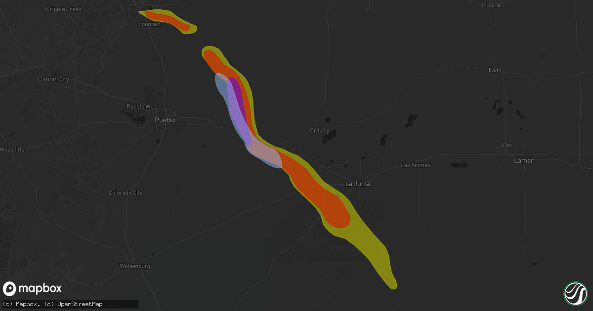 Hail map in Manzanola, CO on June 22, 2026