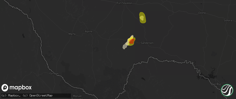 Hail map in Marathon, TX on June 22, 2026
