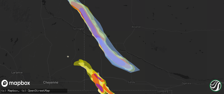 Hail map in Mcgrew, NE on June 22, 2026
