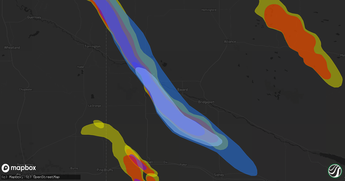 Hail map in Mcgrew, NE on June 22, 2026