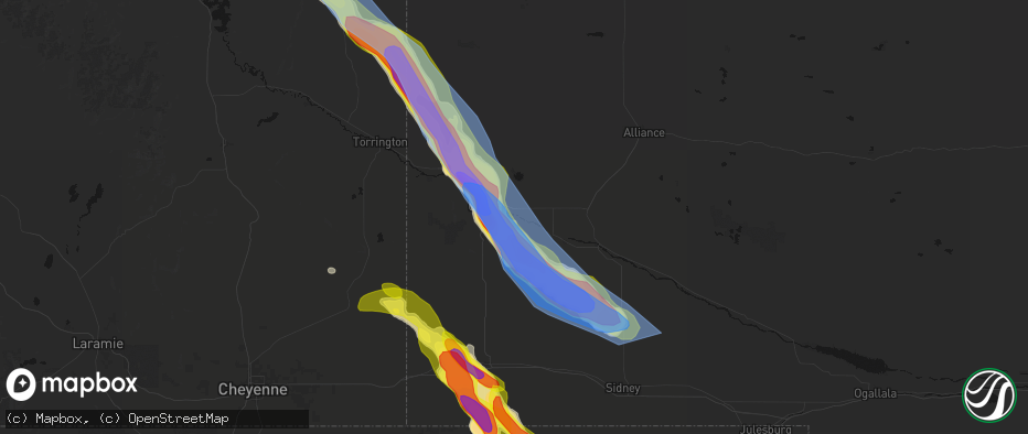 Hail map in Melbeta, NE on June 22, 2026
